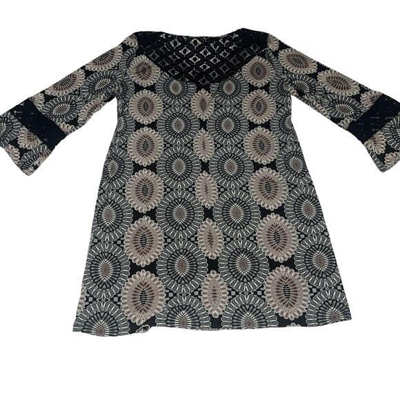 70s Inspired Fig & Flower Anthropologie Bell Sleeve Mini Dress S Small Printed - Picture 11 of 13